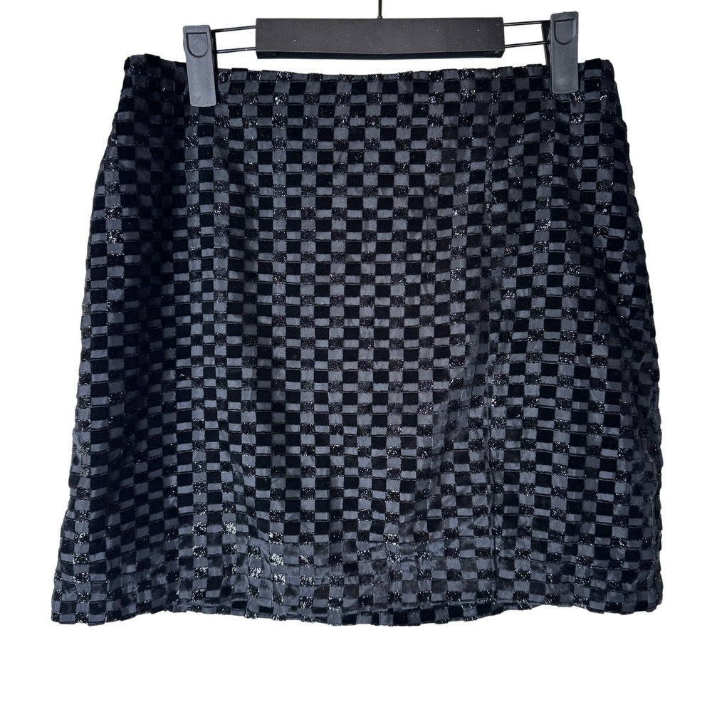 House of Harlow 1960 Skirt Womens Small Velvet Checkered Mini Glitter Party